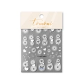 Thin 2D nail art stickers featuring white butterfly and star motifs, model 3404 - Butterfly Star (to3404) / White/Silver