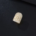 Single gold plated hip hop tooth grillz with sparkling clear cubic zirconia stones - Horseshoe / Gold