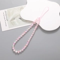 Charming iridescent pink heart-beaded wrist strap for mobile phones and bags - Mermaid Pink