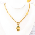 Gold Hamsa Hand necklace with colorful Evil Eye pendant on chunky mixed link chain - Necklace
