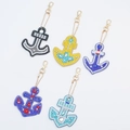 DIY anchor diamond painting keychains in five colorful acrylic styles with gold hooks - QC034 Anchors (5pcs) Double-sided