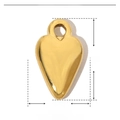 Detailed size chart for golden stainless steel heart pendant measuring 18mm by 11mm - Gold Flat Heart (YE631)