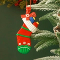 Christmas stocking ornament with white flowers and red bow for holiday tree decoration - Gift Christmas Stocking 7*14CM