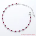 Detail view of 4.0mm silver bracelet with 185mm length and red crystal settings - Bracelet / Platinum / Rose Red Zirconia