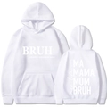 Sweat à capuche blanc avec imprimé MAMA MOMMY MOM BRUH présenté des deux côtés - S / Hauts / Blanc (312)