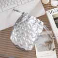 Silver metallic heart quilted PU drawstring pouch for cameras and accessories - Heart Quilted / Heart Silver