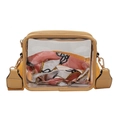 Detailed view of clear PVC crossbody bag with beige trim and vibrant yellow shoulder strap - Yellow (Without Scarf)