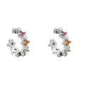 Regenbogen-Zirkonia-Ohrmanschetten mit bunten Edelsteinen in Silberbeschichtung - 24K / Silber Herz Mehrfarbiger Strass (JQH0290-SS-1)