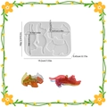 Silicone resin mold for DIY animal hair clips featuring cat and dog shapes with size metrics - 4-Cavity Cat & Dog Hair Clip / Translucent White