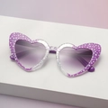 Purple heart-shaped sunglasses with white star patterns and gradient lenses - Purple Star