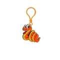 Cartoon orange snake keychain made of soft PVC material with yellow accents and hook - Plastic Ring Style 2 (Orange Striped Snake)