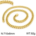 Chaîne cubaine dorée pour hommes, largeur 8mm, longueur 710mm, style hip-hop et rock - Collier Doré 710x8mm