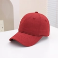 Close-up of red cotton twill baseball cap showing stitch detail and breathable eyelets - 54cm (3-8 Years) / Plain Style - Red