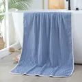 Blue cloud lattice bath towel with soft coral fleece texture hanging on bathtub - Fine Stripe / Hand Towel 30x30cm / Haze Blue