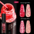 Macro de gel delineador de uñas rojo con purpurina reflectante 5ml y efecto de luz - Gel De Línea De Diamante Fluorescente 01 (Rojo)