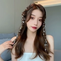 Elegant pearl hair braid chain with silver accents for sophisticated wedding hairstyles - 2pcs Butterfly Pearl Chains