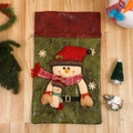 Großer Weihnachtsbeutel mit 3D-Schneemann-Puppe auf rot-grünem Stoff mit Kordelzug - Schneemann / 34*57cm