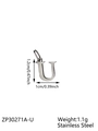 Polished stainless steel letter U pendant charm with silver finish and size dimensions - Letter-U / Steel