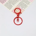 Detail view of red painted metal lobster clasp with key ring for DIY jewelry making - Red