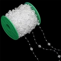 Clear faceted acrylic bead strand on a green spool for wedding DIY decoration projects - Bulk Square 10x10mm/3mm Clear 60m/Roll