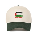 Berretto da baseball bicolore bianco sporco e verde con ricamo della bandiera Palestina - Bianco sporco/Verde militare