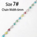 Dettaglio catena a cuore 6mm in acciaio inox con perline colorate per gioielli fai da te - 7# Catena (6mm) / Argento + Perline a Cuore Multicolore