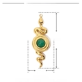 Detailed view of snake-shaped pendant with green natural stone and size measurements - YE675-Green Natural Stone Snake