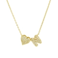 Golden heart pendant necklace featuring zircon-encrusted letter N on a white background - Letter N