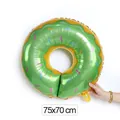 Large green donut shaped foil balloon with colorful sprinkles for party decoration - Green Donut