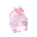 Pink milk box gift packaging with 3D rainbow butterfly and delicate floral patterns - Purple