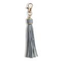 Handwoven gray PU leather tassel keychain with a metallic golden lobster clasp - Gray