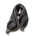 Soft grey double-sided cashmere-like scarf with classic tassel trim for winter - No.33 Dark Grey