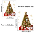 Detailed view of Christmas tree wall decal with gift boxes and 35x29cm size specifications - Style JDT-A46 (Red Green Gift Box Teddy Bear)