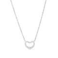 Elegante silberne Herz-Halskette mit Zirkonia-Besatz und einer feinen Gliederkette - Platin