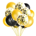 Golden and black 60th birthday balloon bouquet set with Happy Birthday printing - 60 Years Old
