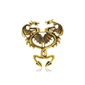Vintage golden double dragon brooch with intricate fantasy medieval design for suits - Double Gold Dragons