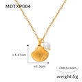 Collana con ciondolo a conchiglia dorata e perla, catena 40,5+6cm, gioielli in titanio - Collana color oro P004