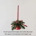 Christmas bell ornament with red bow, pine needles, and berries for festive tree decoration - Letter Red Ribbon Bell