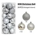 24-piece set of 8cm silver Christmas balls in shiny matte and glitter finishes - 24 Count (8cm) / Silver