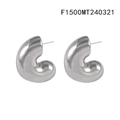 Boucles d'oreilles clous en acier titane argenté en forme de C au design minimaliste - Forme C Épaisse / Argenté