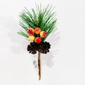 Artificial Christmas pine branch with red berries and pinecones on a white background - No. 2 Colorful Berries