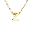 Gold plated stainless steel necklace featuring a minimalist letter Z pendant on white background - Letter Z