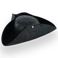 Sombrero tricornio de pirata en imitación de cuero agrietado con botón para Halloween - Talla Única(58cm) / Sombrero de Pirata / Marrón Oscuro sobre Negro