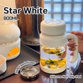 White 800ml high borosilicate glass tea mug with handle and stainless steel infuser - White 800ml (Low Filter) + Silicone Base