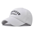 White cotton baseball cap featuring black American University embroidery and curved brim - Adjustable / White