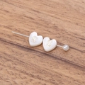 Double heart white shell alphabet S pin with pearl bead and gold letter inlay charms - Letter S