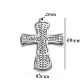 Silver retro cross pendant in stainless steel with textured surface and size dimensions - Style 3/Dotted Texture Silver