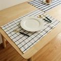 Linen cotton rectangular placemat with classic black and white grid pattern on wood table - 40*60cm / Plaid Style