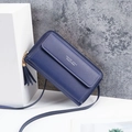 Dark blue crossbody phone wallet with tassel and Forever Lovely text on faux leather - Dark Blue