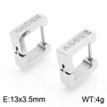 Pendientes de aro cuadrados plateados con circonitas de 13x3,5mm y un peso de 4g - Color Acero (KE118285-TGD)